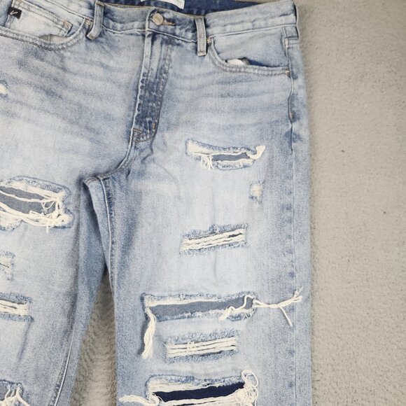 KanCan Ripped High Rise Wide Leg Cropped Jeans Womens Size 30 Baggy Denim Cotton - Picture 11 of 15